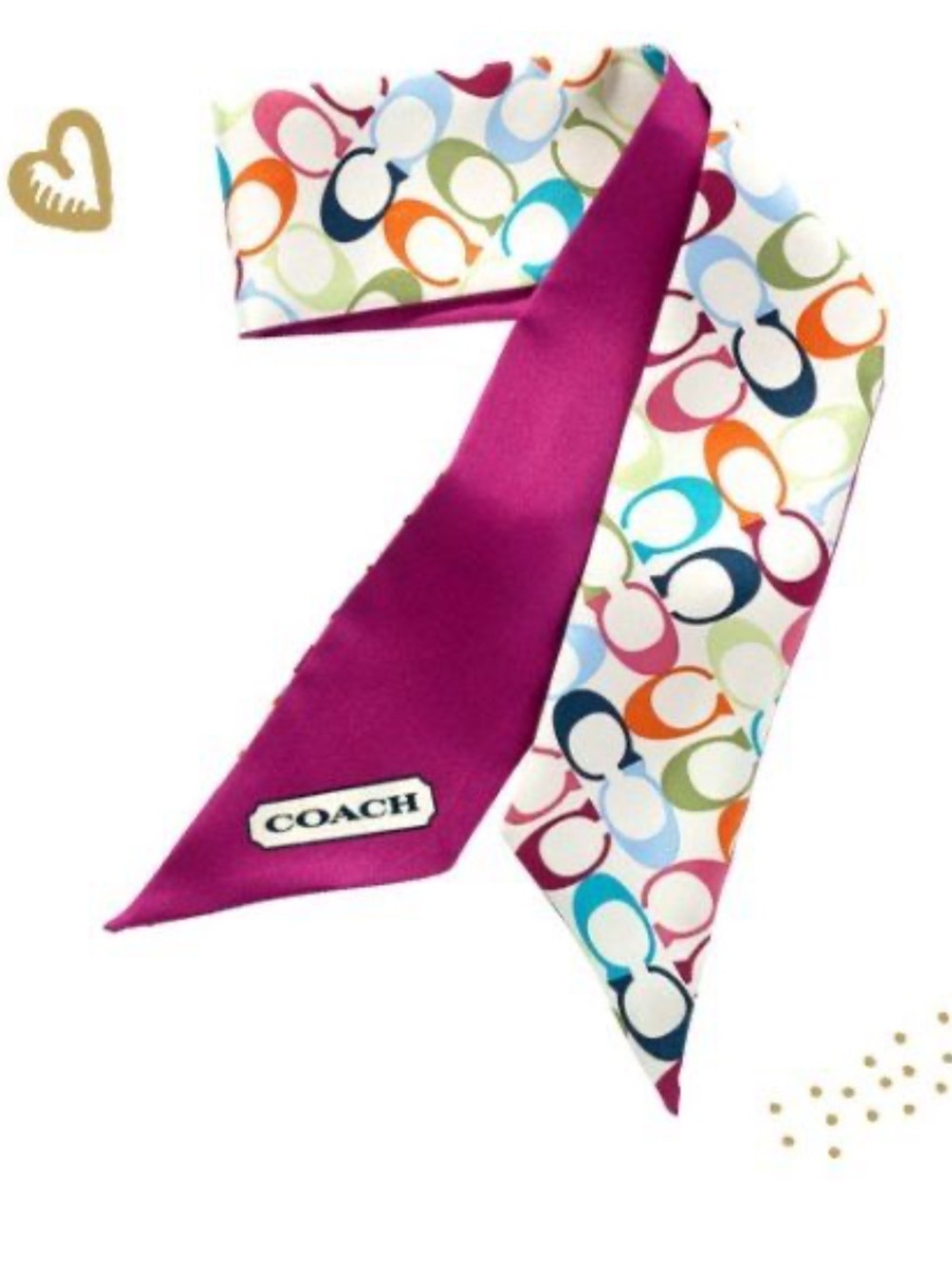 COACH Vintage Signature Pink & Multicolor Twilly Scarf